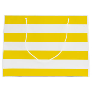 Trendy Yellow White Stripes Modern Template Large Gift Bag