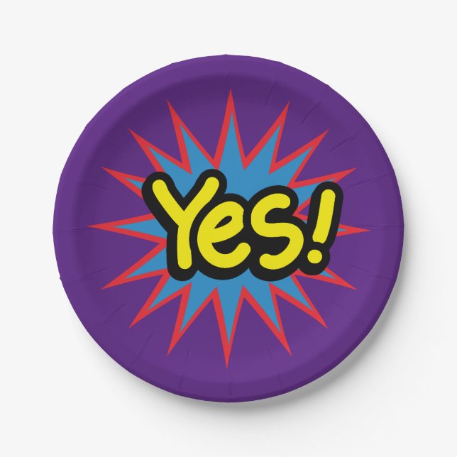 Trendy Yes Comic bubble design Paper Plate (Front)