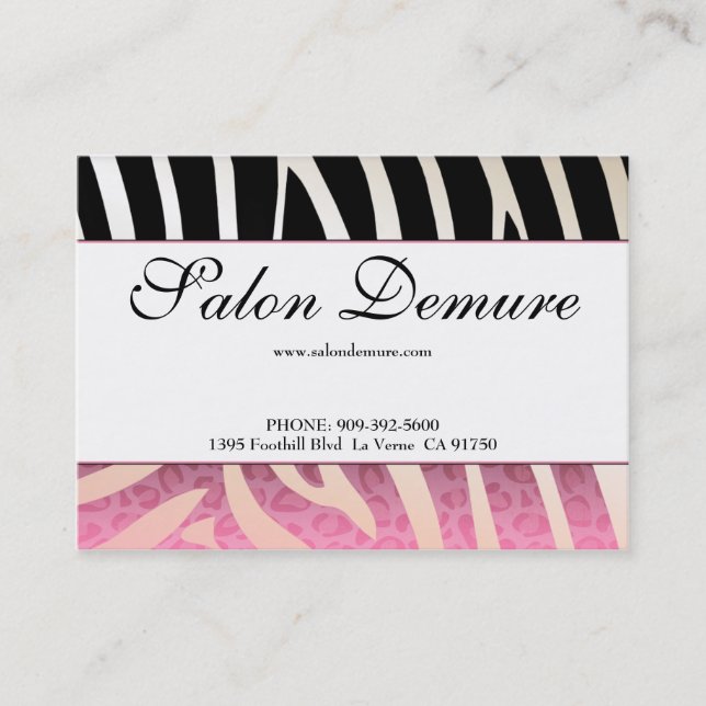 Trendy Zebra & Cheetah Salon Sale Certificates (Front)