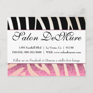 Trendy Zebra & Cheetah Salon Sale Certificates Postcard