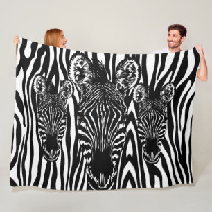 Trendy Zebra Herd on Zebra Print Fleece Blanket