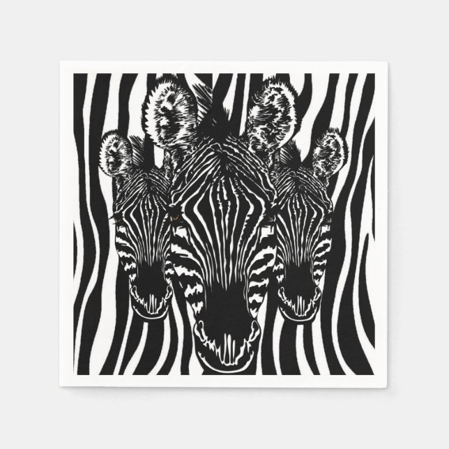 Trendy Zebra  Herd on Zebra Print Napkin (Front)