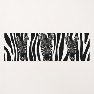 Trendy Zebra Herd on Zebra Print Solid Black Side Yoga Mat
