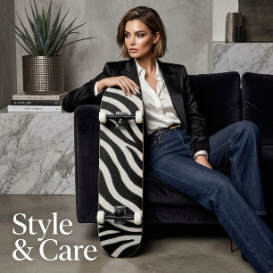 Trendy Zebra Pattern Unique Stylish Skateboard