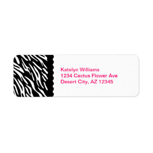 Trendy Zebra Personalised Address Label Return Address Label