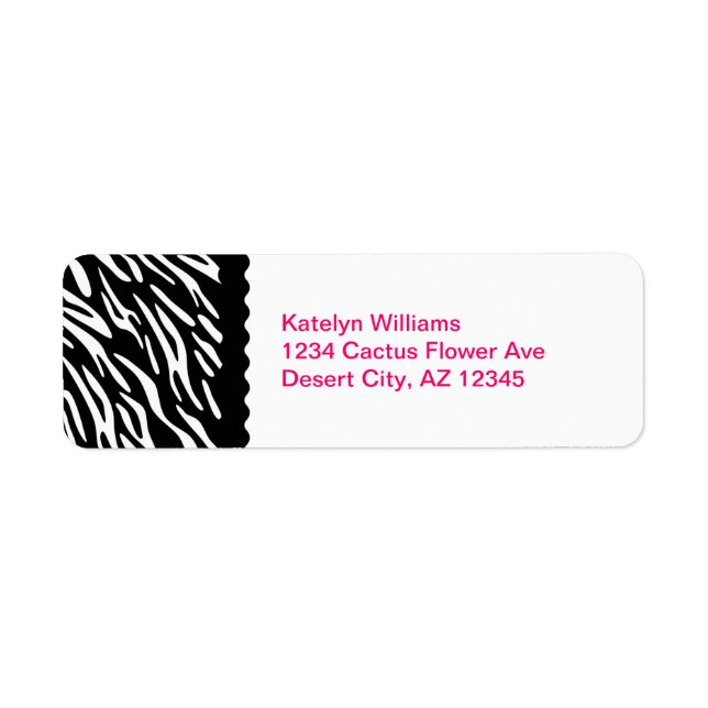 Trendy Zebra Personalised Address Label Return Address Label (Front)