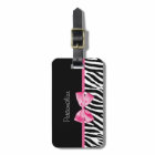 Trendy Zebra Print and Pink Ribbon With Name