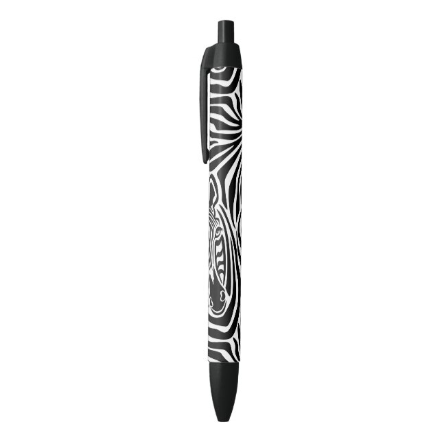 Trendy Zebra Print Black And White Pattern Black Ink Pen (Top (Vertical))