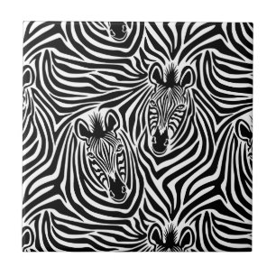 Trendy Zebra Print Black And White Pattern Ceramic Tile