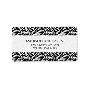 Trendy Zebra Print Black And White Pattern Label