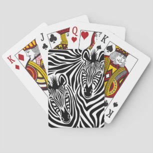 Trendy Zebra Print Black And White Pattern Playing Cards