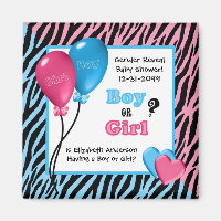 Trendy Zebra Print Gender Reveal Baby Shower