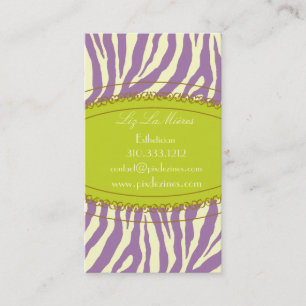 Trendy zebra print, lavender business card