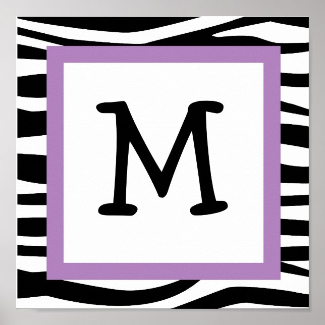 Trendy Zebra Print Nursery Wall Art Name Print (Front)
