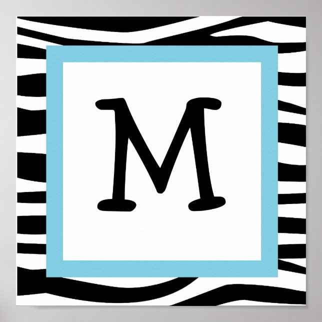 Trendy Zebra Print Nursery Wall Art Name Print (Front)