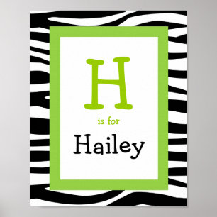 Trendy Zebra Print Nursery Wall Art Name Print