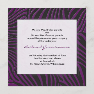 Trendy zebra - Purple Invitation