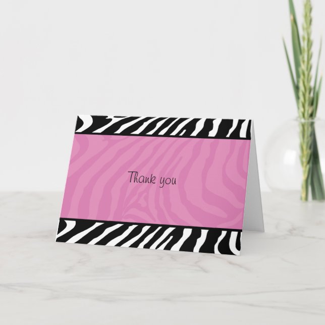 Trendy Zebra Stripe Folded Thank you note Card (Front)