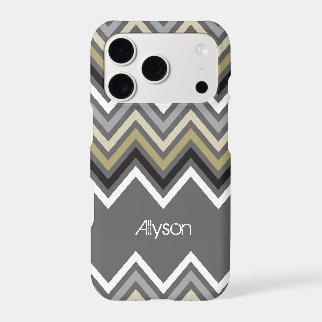 Trendy Zig Zag Chevron Pattern & Moody Deep Grey (Back)