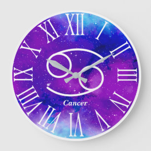 Trendy Zodiac Nebula Cancer Symbol Large Clock