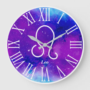 Trendy Zodiac Nebula Leo Symbol Large Clock