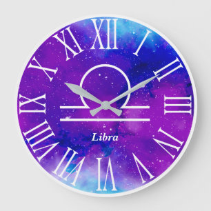 Trendy Zodiac Nebula Libra Symbol Large Clock