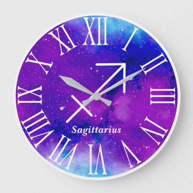Trendy Zodiac Nebula Sagittarius Symbol Large Clock (Front)
