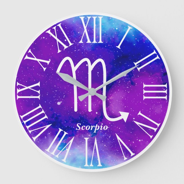 Trendy Zodiac Nebula Scorpio Symbol Large Clock (Front)