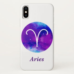 Trendy Zodiac Sign Aries Purple Space Nebula Case-Mate iPhone Case