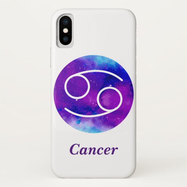 Trendy Zodiac Sign Cancer Purple Nebula Case-Mate iPhone Case (Back)