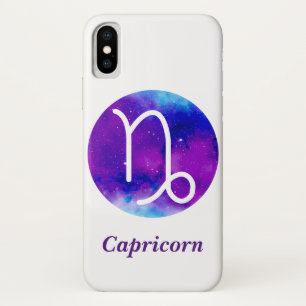 Trendy Zodiac Sign Capricorn Purple Nebula iPhone X Case