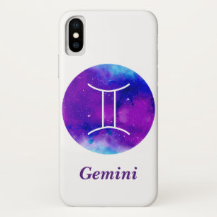 Trendy Zodiac Sign Gemini Purple Nebula iPhone X Case
