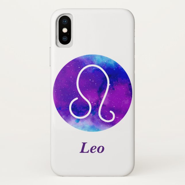 Trendy Zodiac Sign Leo Purple Nebula Case-Mate iPhone Case (Back)
