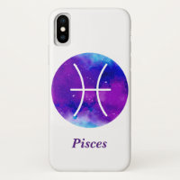 Trendy Zodiac Sign Pisces Purple Nebula