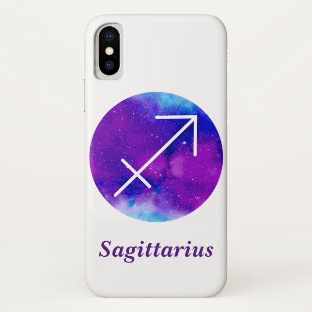 Trendy Zodiac Sign Sagittarius Purple Nebula Case-Mate iPhone Case (Back)