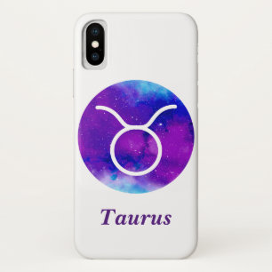 Trendy Zodiac Sign Taurus Purple Nebula iPhone X Case