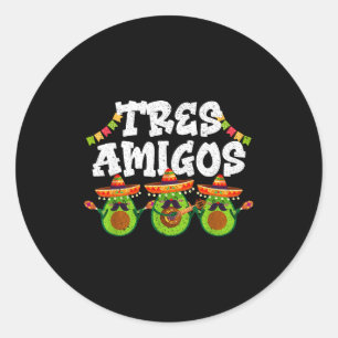 Tres amigos avocados guac cinco de mayo fiesta classic round sticker