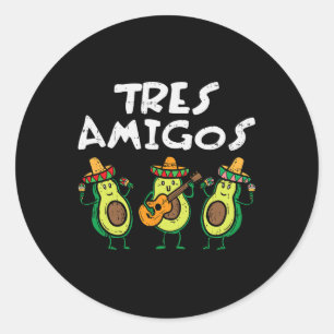 Tres Amigos Avocados Guac Cinco De Mayo Fiesta Mex Classic Round Sticker