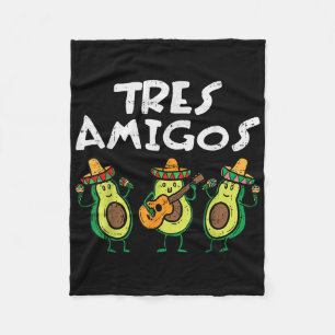 Tres Amigos Avocados Guac Cinco De Mayo Fiesta Mex Fleece Blanket