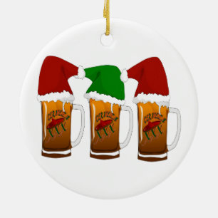 Tres Amigos Christmas Cerveza Ceramic Ornament