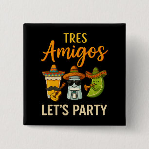 Tres Amigos Tequila Salt Lime Cinco De Mayo 15 Cm Square Badge