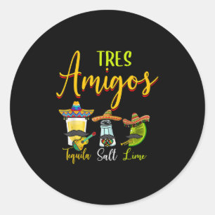 Tres Amigos Tequila Salt Lime Cinco De Mayo Classic Round Sticker