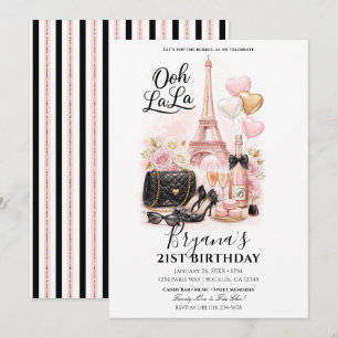 Très Chic in the City Pink Paris 21st Birthday Invitation