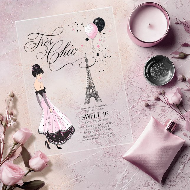 Trés Chic Parisian Sweet 16 ID1162 Acrylic Invitations (Creator Uploaded)