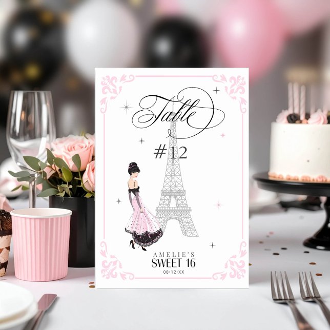 Trés Chic Parisian Sweet 16 ID1162 Table Number (Creator Uploaded)