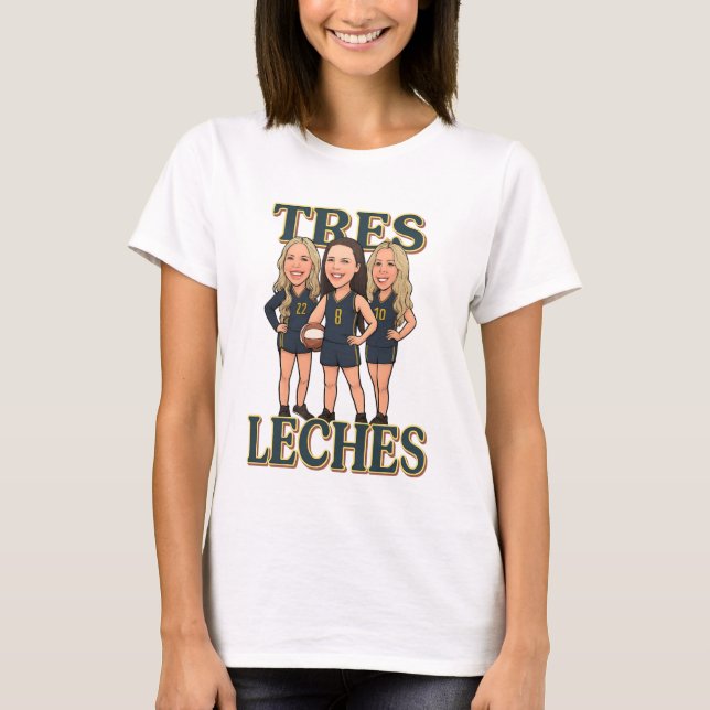Tres Leches Basketball Cartoon T-Shirt for Girls  (Front)