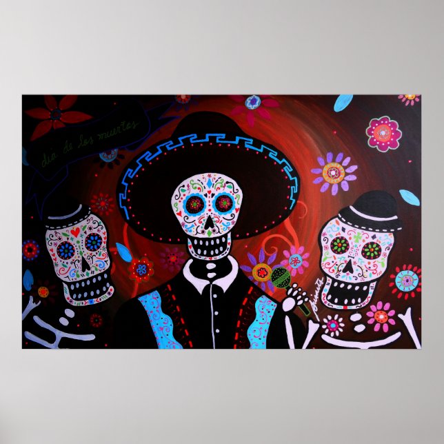 tres mariachis day of the dead poster (Front)