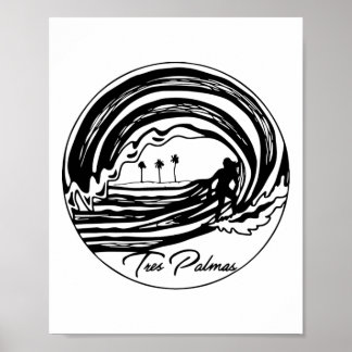 Tres Palmas Rincon Puerto Rico Men's Surfing T Shi Poster