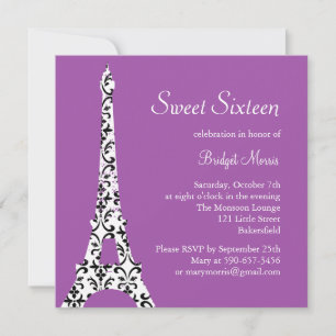 Tres Paris Birthday Invitation (purple)