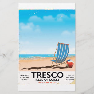 Tresco Isles of Scilly vintage train poster Stationery